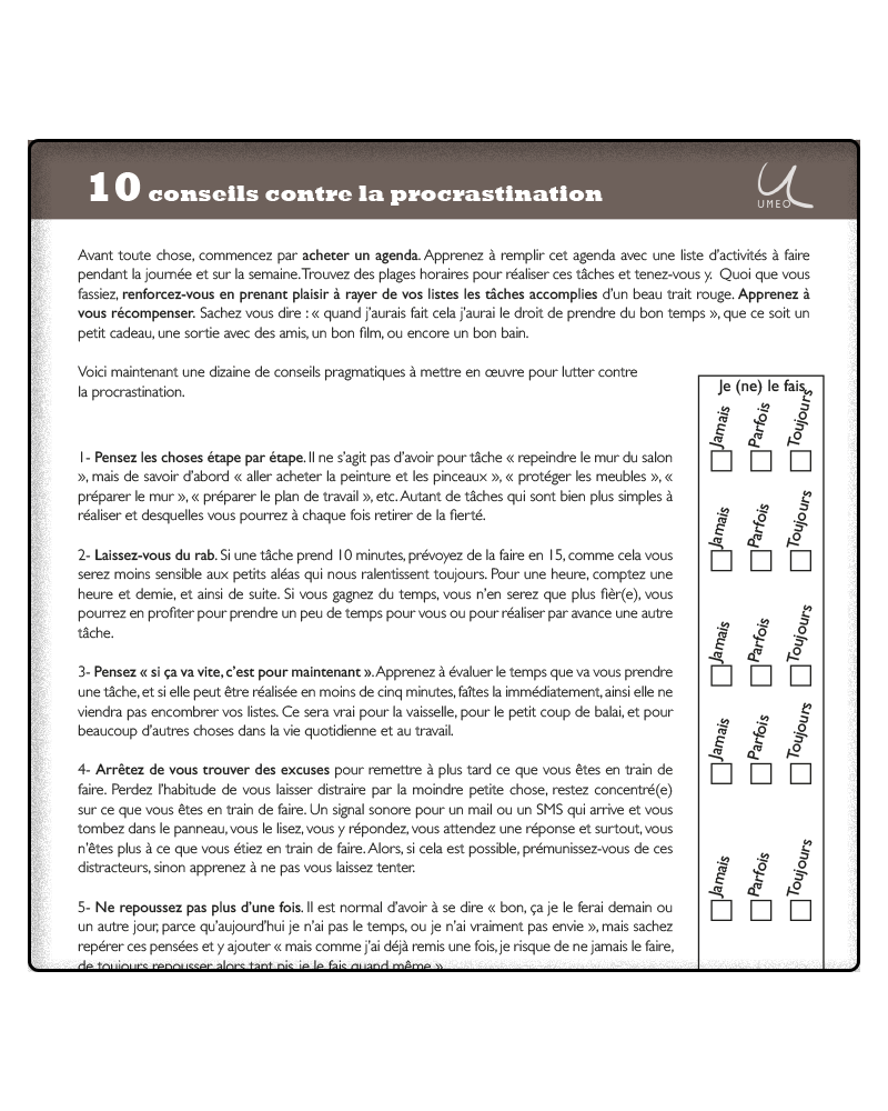 10 conseils contre la procrastination