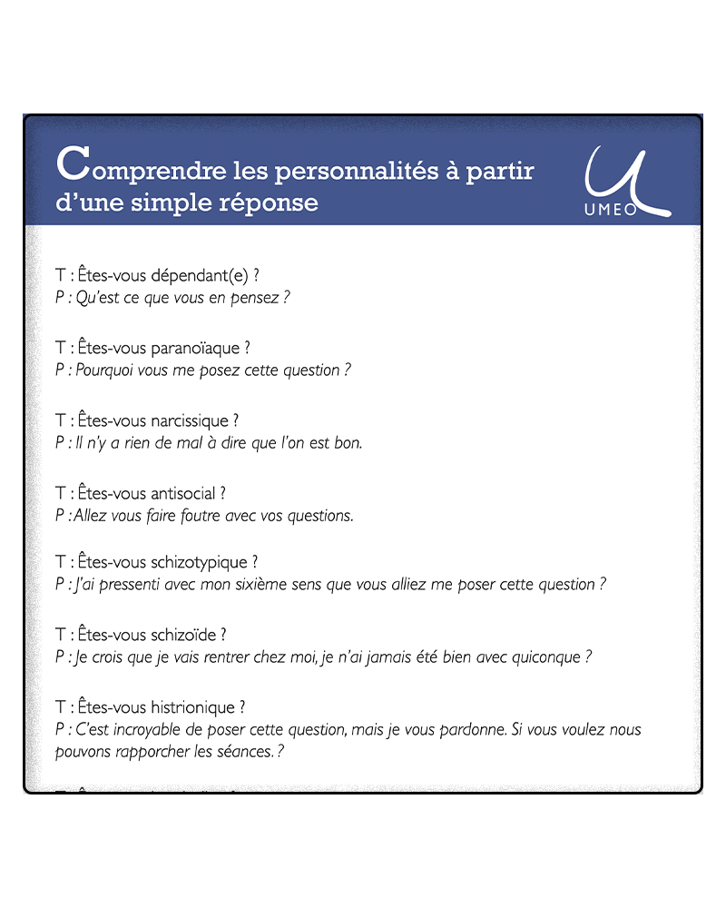 Comprendre les personnalités à partir d'une réponse