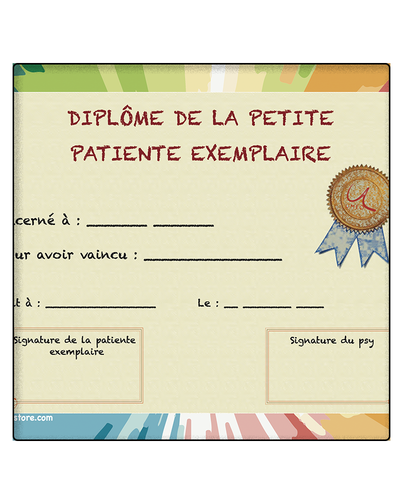 Diplôme du petit patient et de la petite patiente