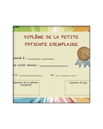 Diplôme du petit patient et de la petite patiente