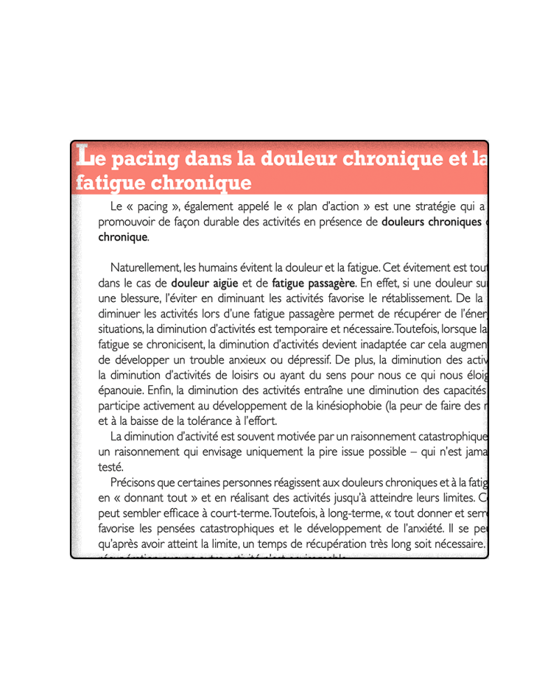 Pacing - Douleurs chroniques, fatigue chronique